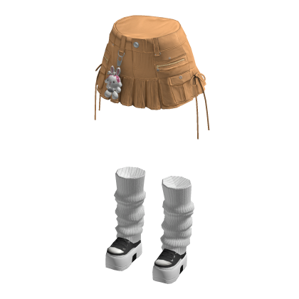 Pleated Mini Skirt with Side Ties (Tan)