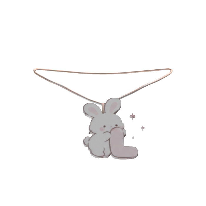 cute l pink bunny initial necklace 3.0