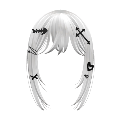 y2k hair clip white long bangs Roblox item