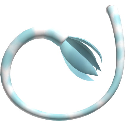 Long Curled Furry Cow Tail | White & Blue Roblox item