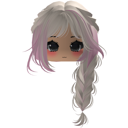 Cute Y2K emo hair adorable braids (pink-white) Roblox item