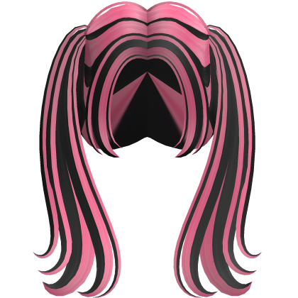 Hair of two ponytails emo y2k pink and bla color ♡ thumbnail