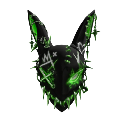 Glowing Mask Devil Bunny Cyberpunk Emissive Black
