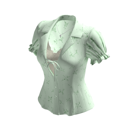 Puff Sleeve Collared Blouse (Mint)