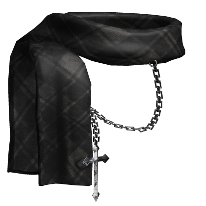 Black Winter Scarf w Chained Cross