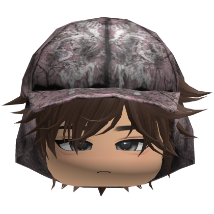 Emo Anime Spikey Boy Hair w/ Pink Hat (Brown)