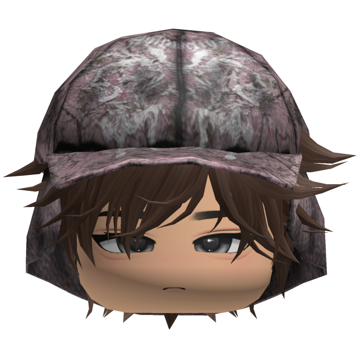 Emo Anime Spikey Boy Hair w/ Pink Hat (Brown)