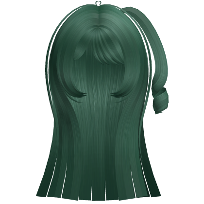 Long Straight Hair w/ Side Pigtail (Green) Roblox item