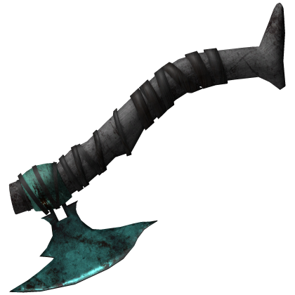 Korblox Teal Rusty Gothic Horror Axe On Head Roblox item