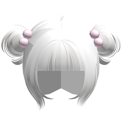 ♡ kawaii messy bun white hair w pink clips Roblox item