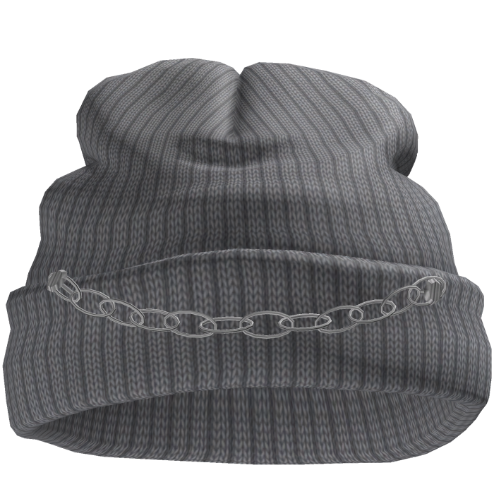 Grey Worn Beanie with Chain