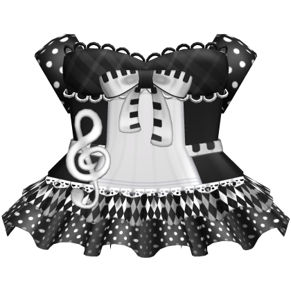 Cute Black Polka Dots Music Note Piano Dress