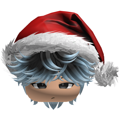 Messy Fluffy Black And Blue Hair a Santa Hat Y2k Roblox item