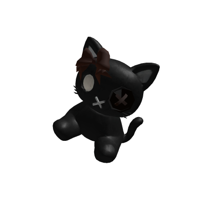 spooky cat plushie on shoulder