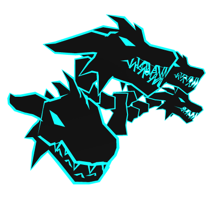 Cartoony Cyan Dragon Heads