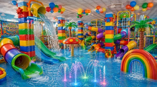 Parque de atracciones de tobogán al aire libre y parque acuático