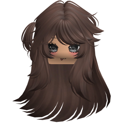 Fluffy long Cute Brown t Y2K emo hair Roblox item