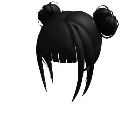 Anime Black Twin Bun Straight Bangs