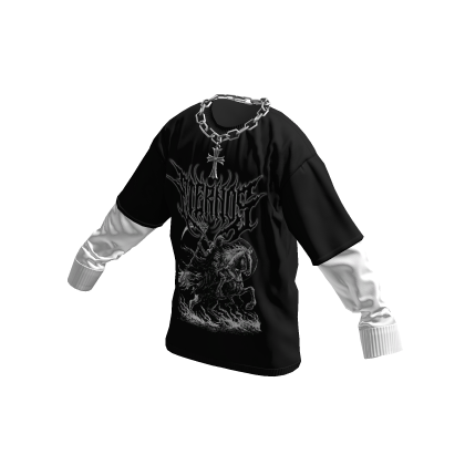 Eternos Graphic Layered Shirt w/ Cross Chain thumbnail