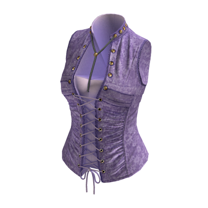 Vintage Corset Vest w/ Lace Up & Buttons (Purple)