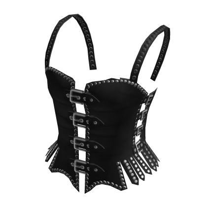Black Goth Studded Leather Corset Top thumbnail