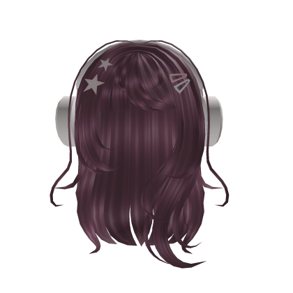Soft Girl Pink Hair w/ White Headphones & Clips Roblox item