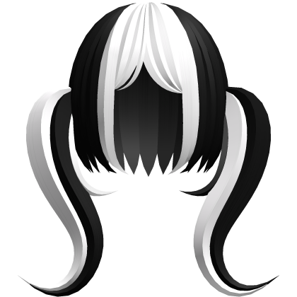 キ black&white elegant middle part bangs//twintails Roblox item