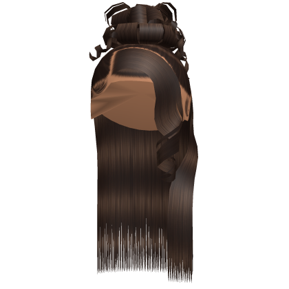 Half Up Half Down Curly Bun w/ Side Part in Brown Roblox item