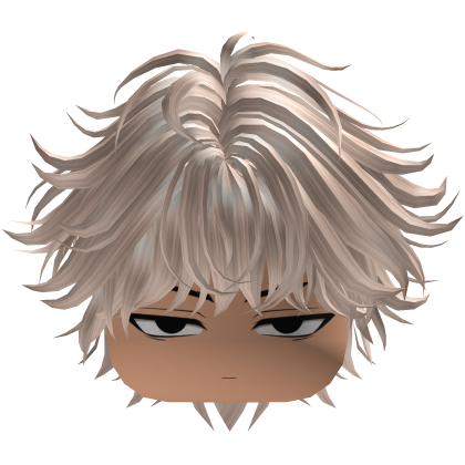 Messy White Y2K Anime Boy Hair with Face Roblox item