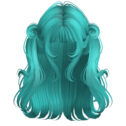 Teal Cute Girly Twirly Pigtails