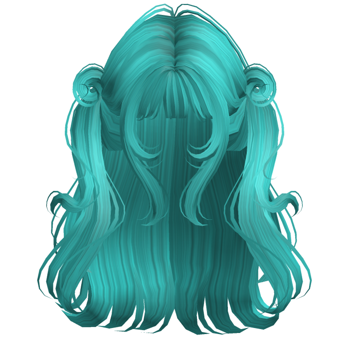 Teal Cute Girly Twirly Pigtails