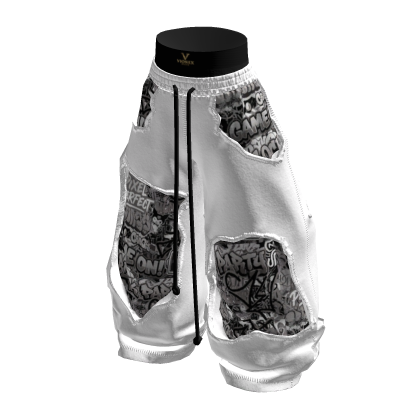 VS White Distressed Graffiti Pants