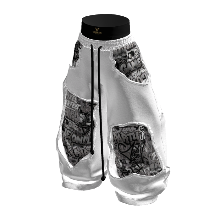 VS White Distressed Graffiti Pants
