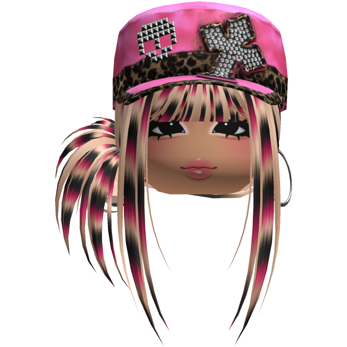 Gyaru Side Bun Hair w/ Cheetah Cap & Earrings