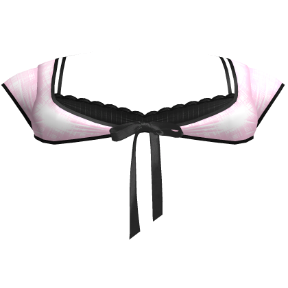 Gothic Doll Top w Ribbon In Pink Black