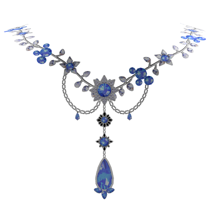 Blue & Silver Royal Floral Gem Necklace Roblox item