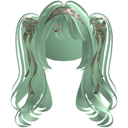 Green Coquette Kawaii Pigtail Hair w/ Fox Ears