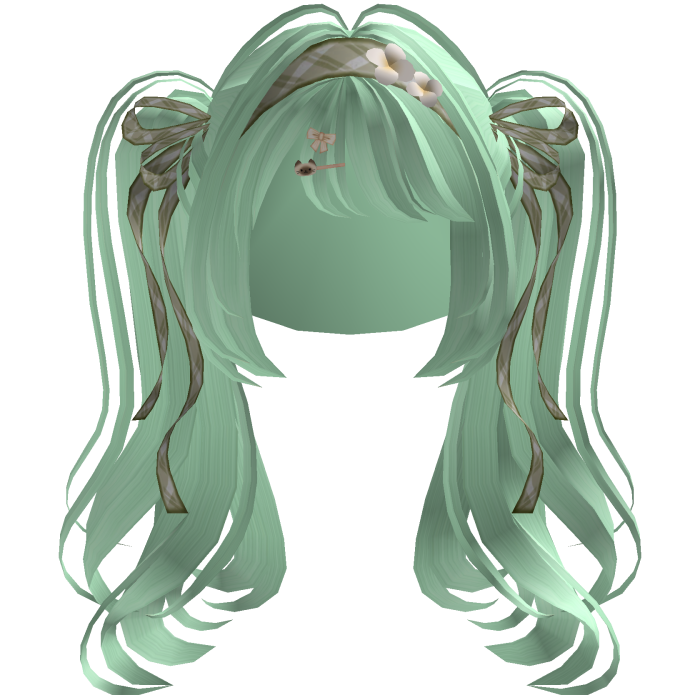 Green Coquette Kawaii Pigtail Hair w/ Fox Ears