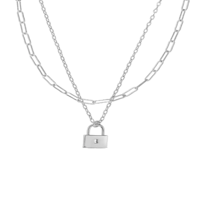 Chains with Lock layered necklace