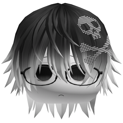 Emo Vkei Moe Boy Hair w Skull Glasses Black/White