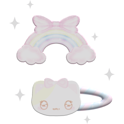 ꒰ ♡ ꒱ pretty rainbow & sweet kitty hairclip