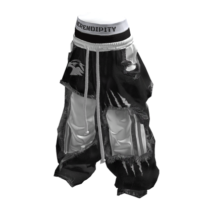 Black White Opium Style Distressed Panel Pants