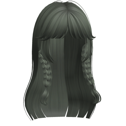 Long Y2K Gothic Hair w Braid Pigtails (Dark Green) Roblox item