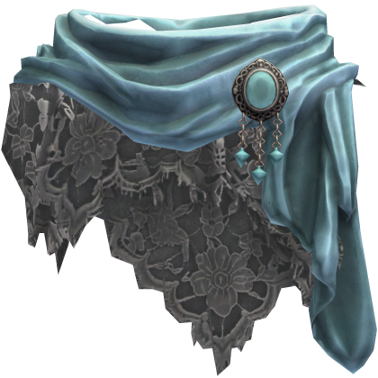 Ice Blue Lace Scarf with Brooch