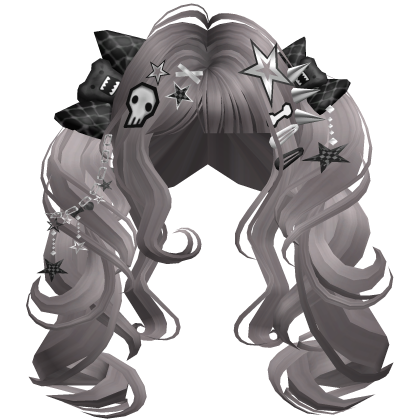 ♡ Scene Fluffy Gyaru Pigtails (Grey)
