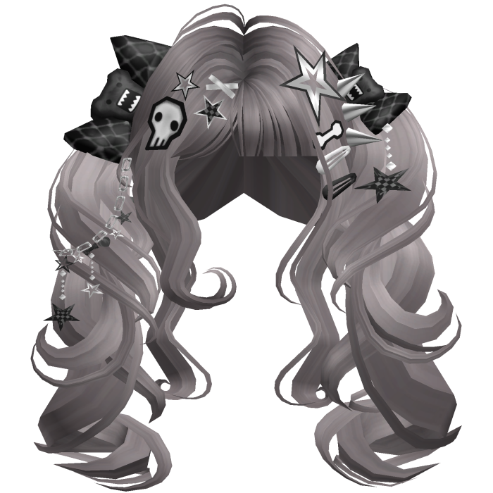 ♡ Scene Fluffy Gyaru Pigtails (Grey)