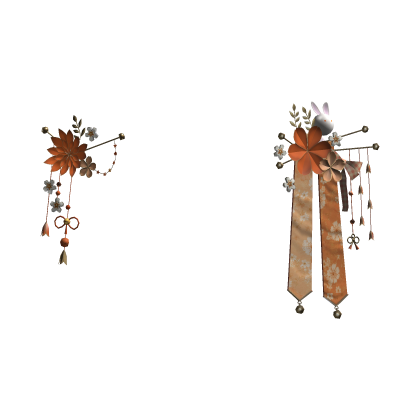 Orange & Gold Japanese Kanzashi Flower Hair Clips