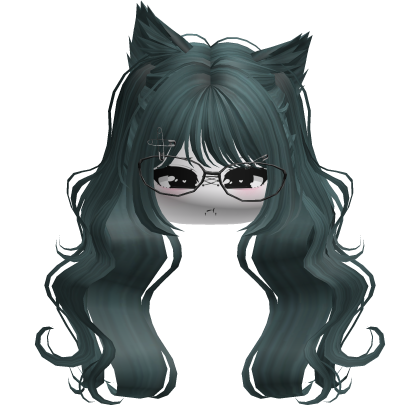 Wavy Moe Pigtails w/ Cat Ears (Teal)