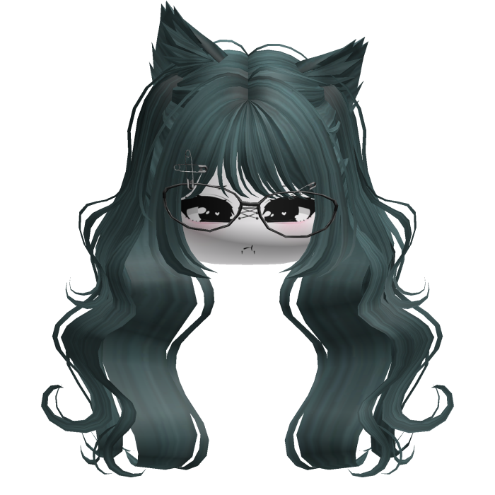 Wavy Moe Pigtails w/ Cat Ears (Teal)