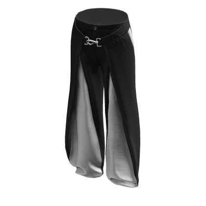 Y2K Baggy Pleated Layered Pants Black White thumbnail